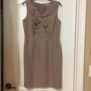 Antonio Melani tan linen ruffle top sleeveless